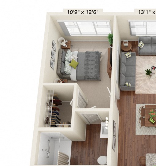 Preserve at Peachtree Shoals_3D_2 Bedroom Floor Plan
